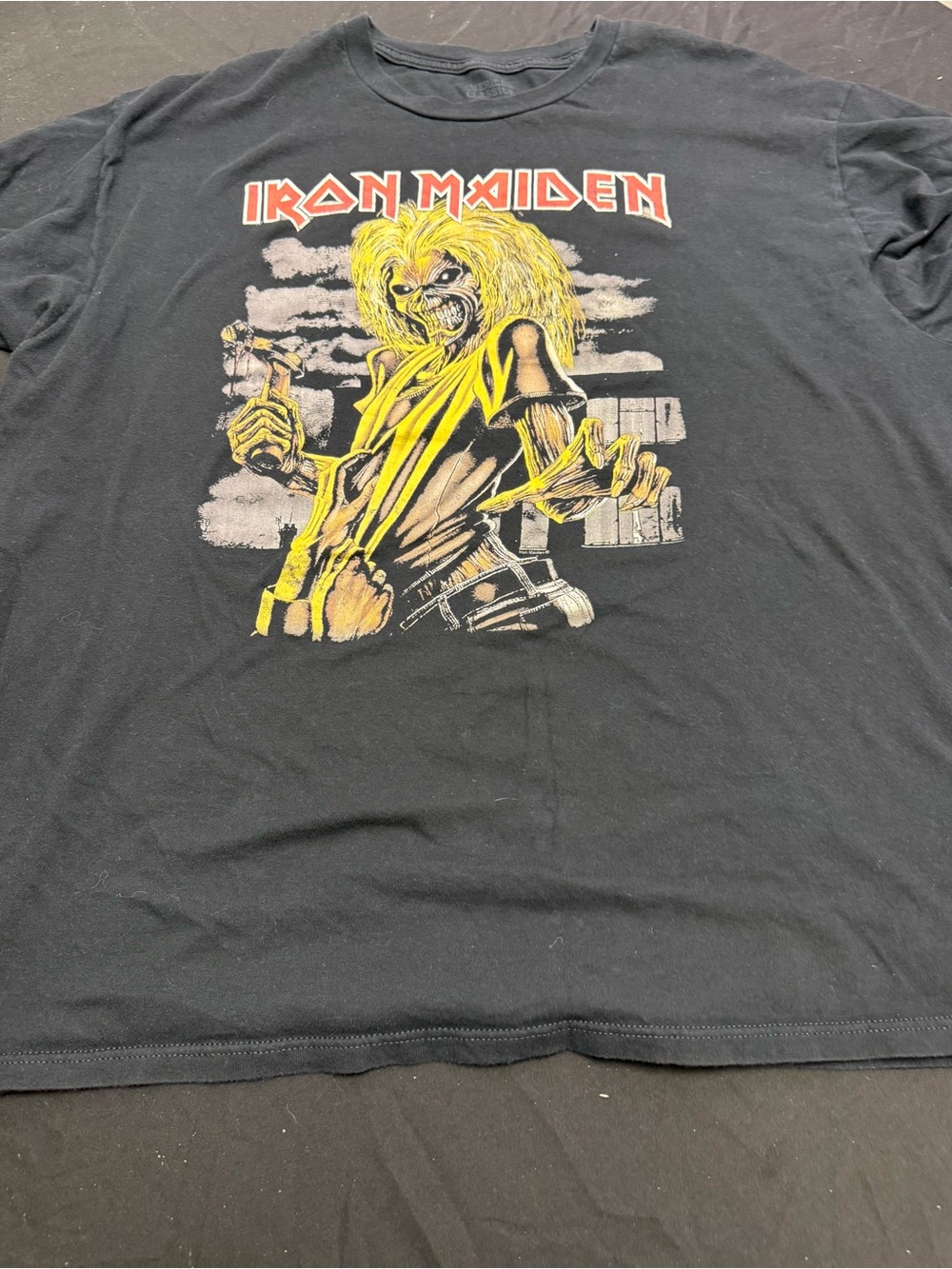 Black Graphic Band T-Shirt - Yellow Print (2XL)